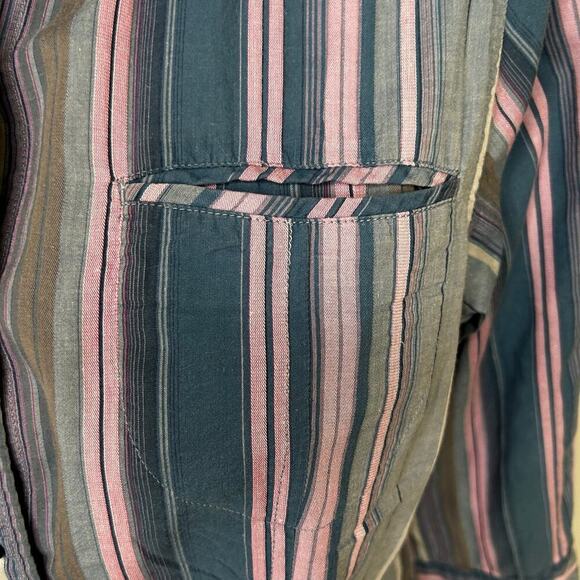 The North Face women's organic cotton striped snap button down 3/4 sleeve size M - Picture 2 of 14